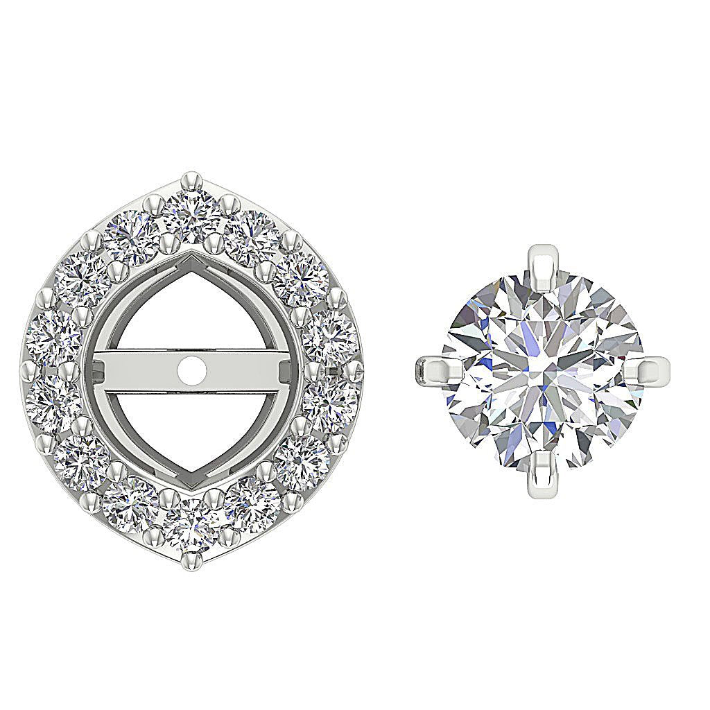 Designer Halo Solitaire Studs Earrings I1 G 1.40 Ct 14k/18k Solid Gold Round Cut Diamonds Prong Set