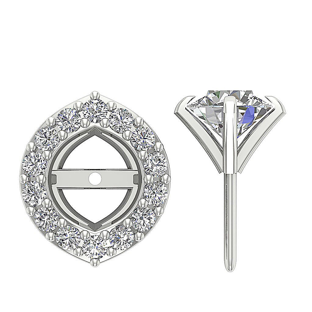 Designer Halo Solitaire Studs Earrings I1 G 1.40 Ct 14k/18k Solid Gold Round Cut Diamonds Prong Set