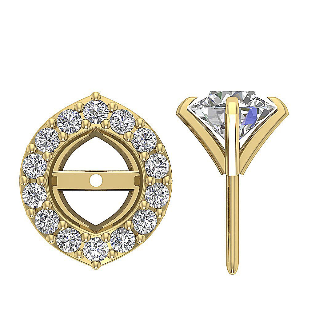Designer Halo Solitaire Studs Earrings I1 G 1.40 Ct 14k/18k Solid Gold Round Cut Diamonds Prong Set