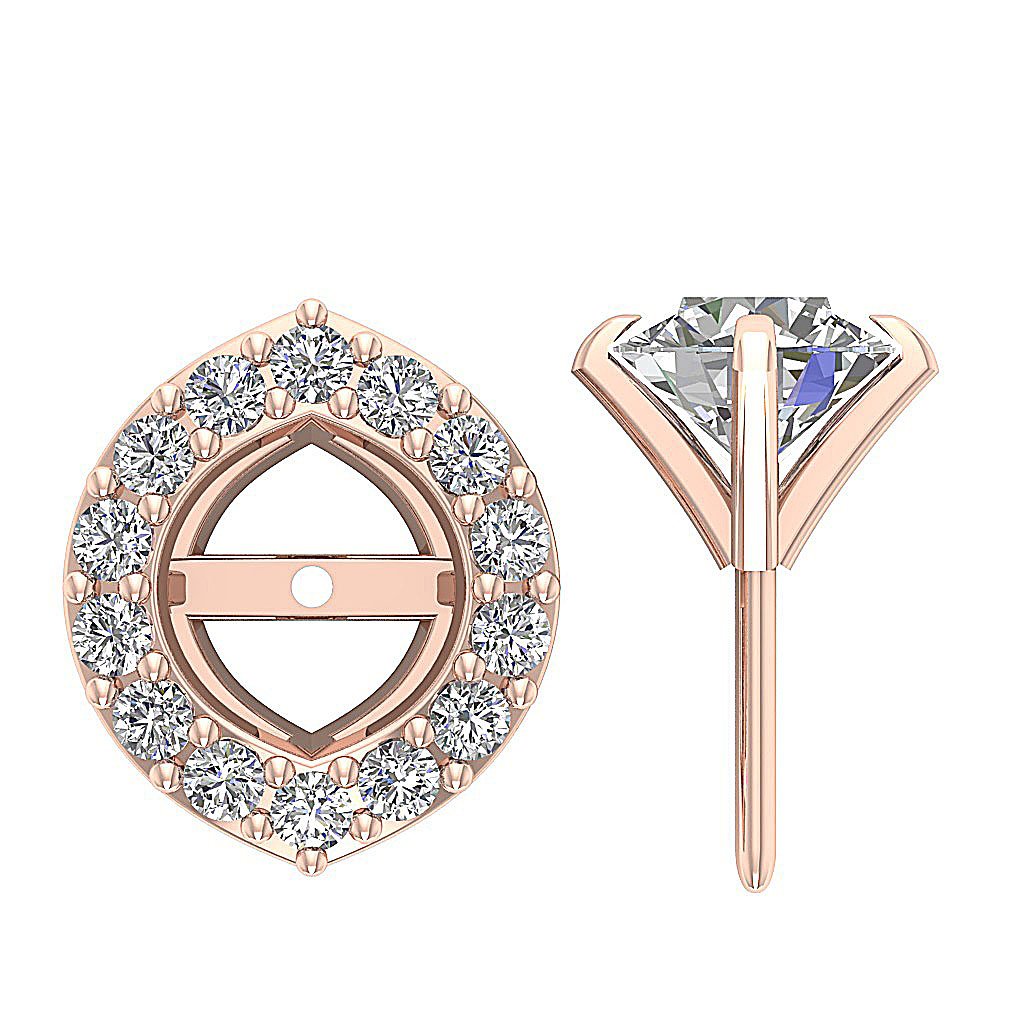 Designer Halo Solitaire Studs Earrings I1 G 1.40 Ct 14k/18k Solid Gold Round Cut Diamonds Prong Set