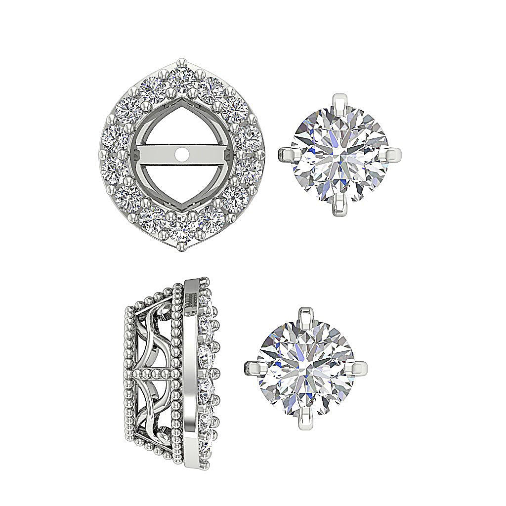 Designer Halo Solitaire Studs Earrings I1 G 1.40 Ct 14k/18k Solid Gold Round Cut Diamonds Prong Set
