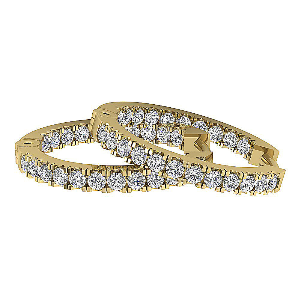 The Colton Beautiful In Outside Natural Round Diamond Hoops Earring 14K Yellow Gold