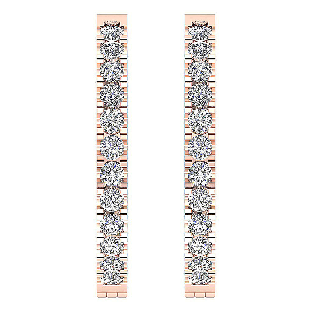 The Colton Beautiful In Outside Natural Round Diamond Hoops Earring 14K Yellow Gold