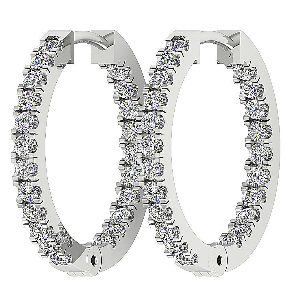 The Colton Beautiful In Outside Natural Round Diamond Hoops Earring 14K Yellow Gold