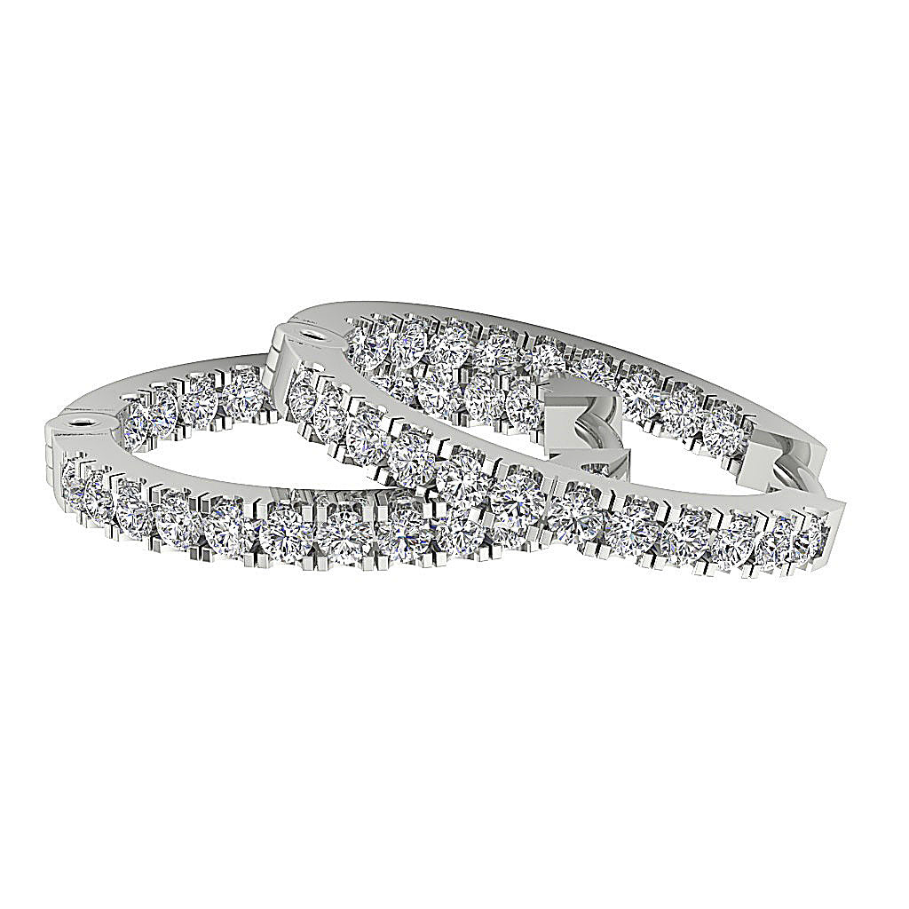 The Colton Beautiful In Outside Natural Round Diamond Hoops Earring 14K Yellow Gold