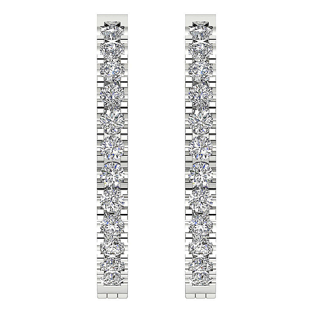 The Colton Beautiful In Outside Natural Round Diamond Hoops Earring 14K Yellow Gold