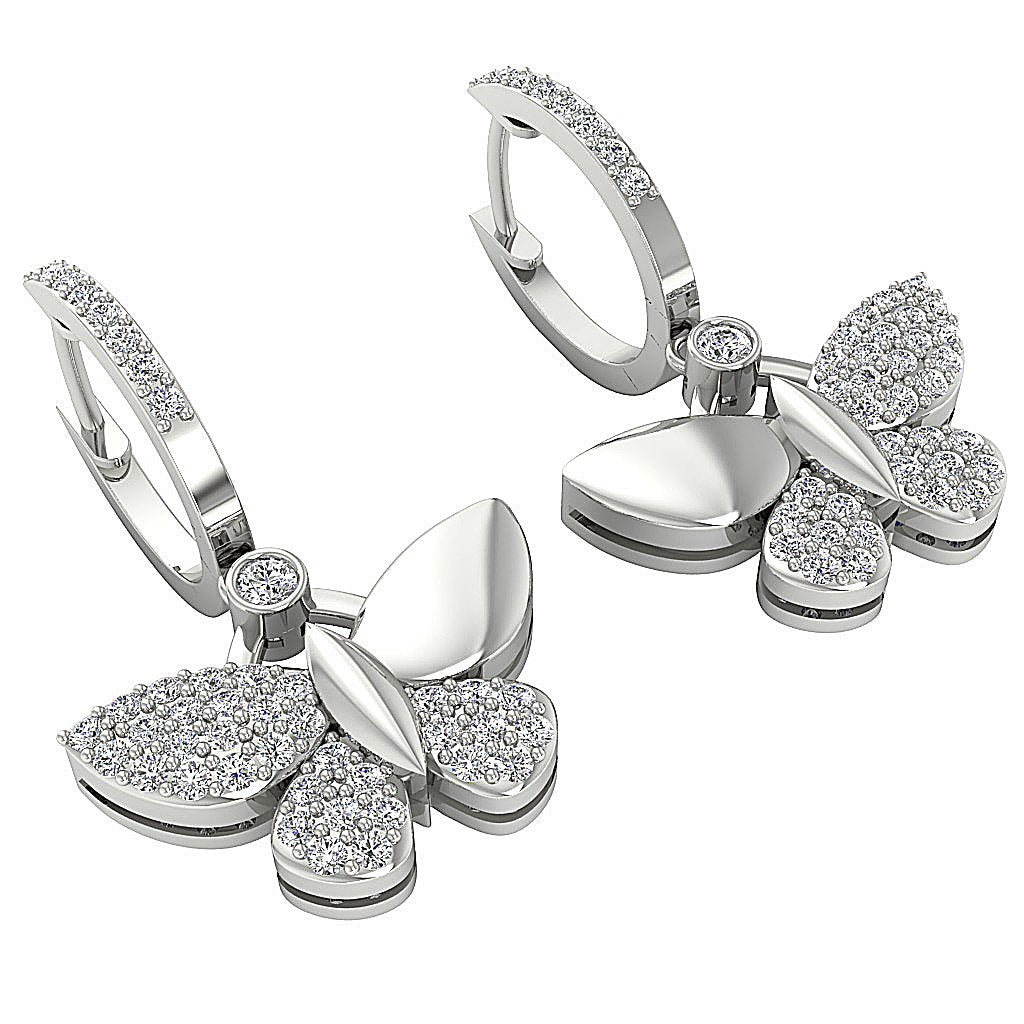 Prong Set Dangle Anniversary Earrings Round Diamond SI1/I1 G 0.60 Ct 18k/14k White Yellow Rose Gold
