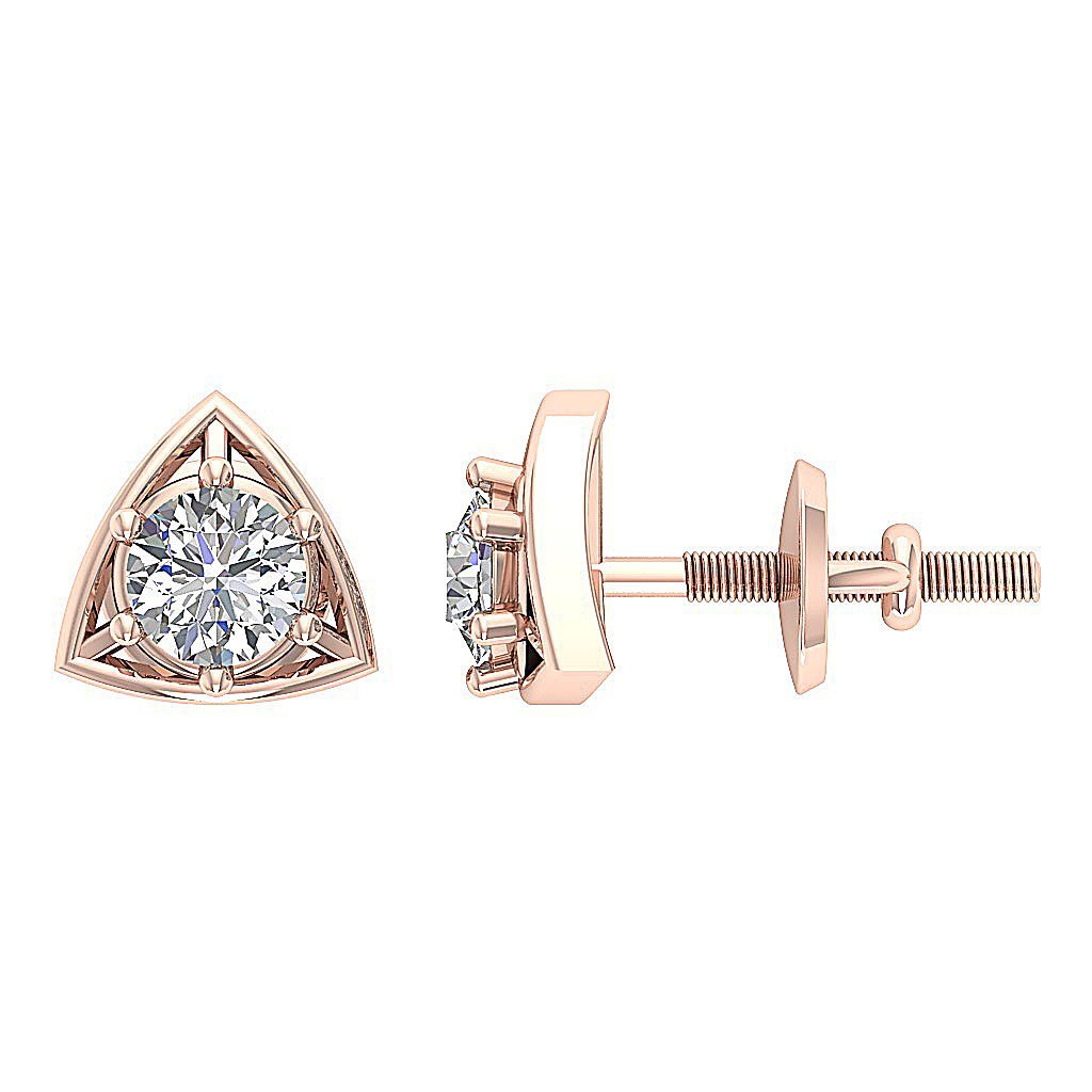 Prong Set Solitaire Studs Anniversary Earrings Round Diamond SI1/I1 G 0.55 Ct 14k/18k White Yellow Rose Gold