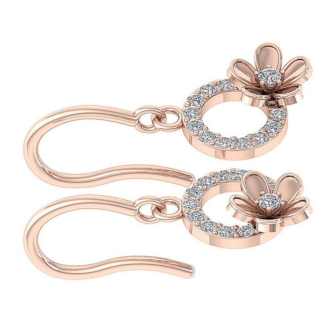 Round Diamond Dangle Anniversary Earrings SI1/I1 G 0.40 Ct 18k/14k White Gold Prong Set