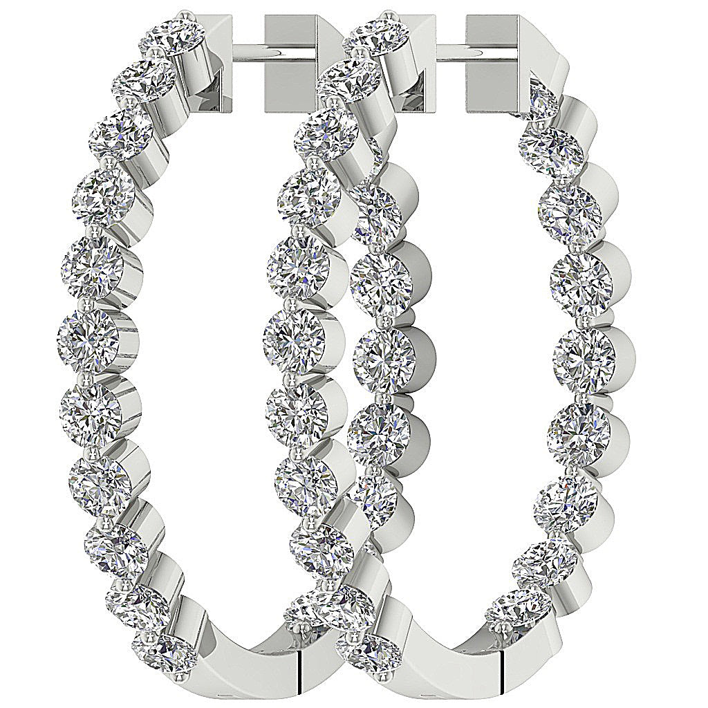 The Charlotte Floating Natural Diamond Rose Gold Inside Outside Hoops Earring 1.20 Inch