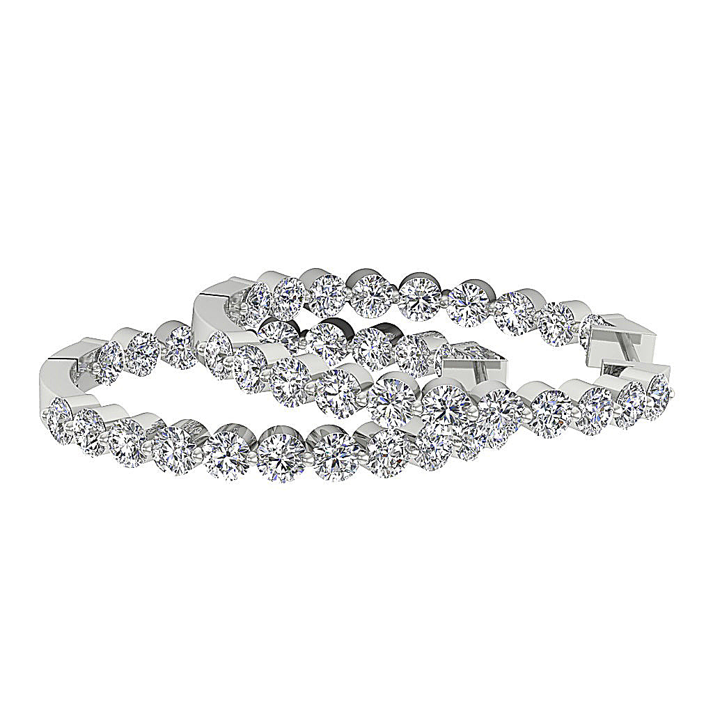 The Charlotte Floating Natural Diamond Rose Gold Inside Outside Hoops Earring 1.20 Inch