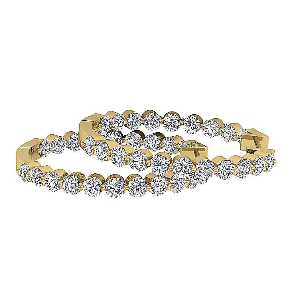 The Charlotte Floating Natural Diamond Rose Gold Inside Outside Hoops Earring 1.20 Inch