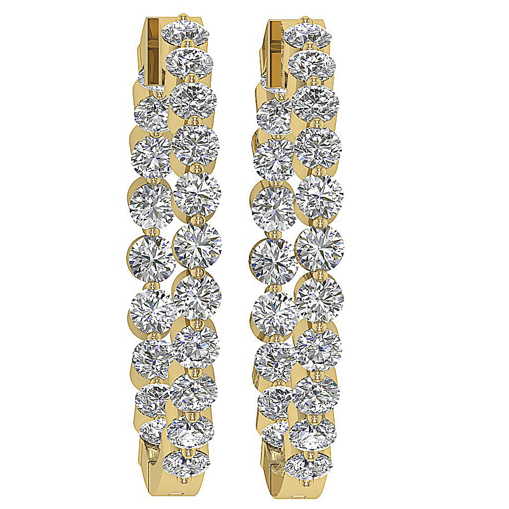 The Charlotte Floating Natural Diamond Rose Gold Inside Outside Hoops Earring 1.20 Inch