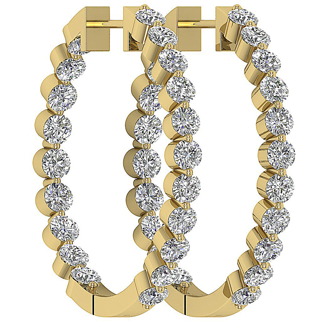 The Charlotte Floating Natural Diamond Rose Gold Inside Outside Hoops Earring 1.20 Inch