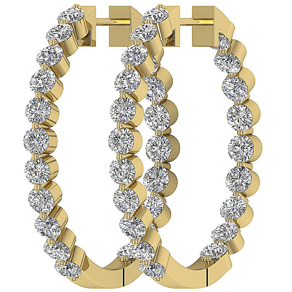 The Charlotte Floating Natural Diamond Rose Gold Inside Outside Hoops Earring 1.20 Inch