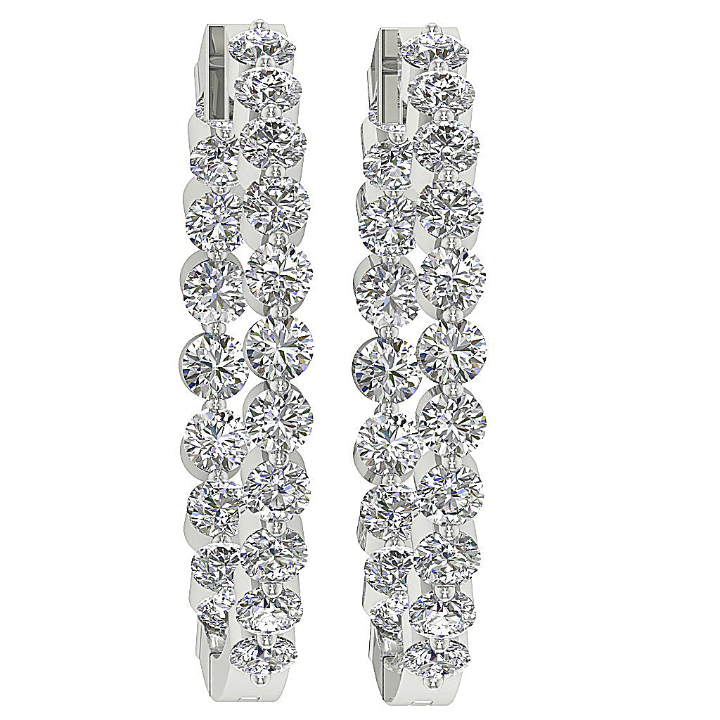 The Charlotte Floating Natural Diamond Rose Gold Inside Outside Hoops Earring 1.20 Inch