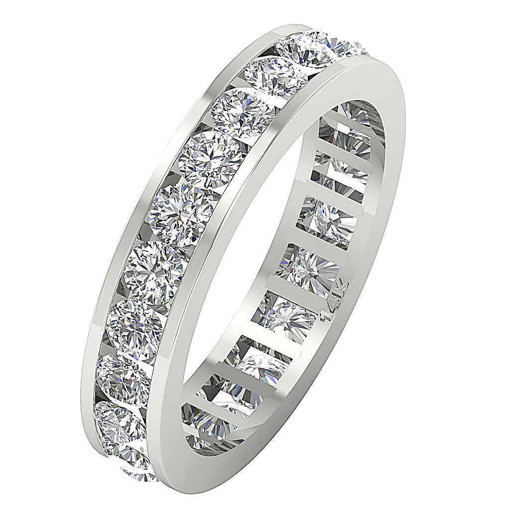 The Cash 3 Carat Round Brilliant Cut Diamond Eternity Engagement Ring 14K Solid Gold