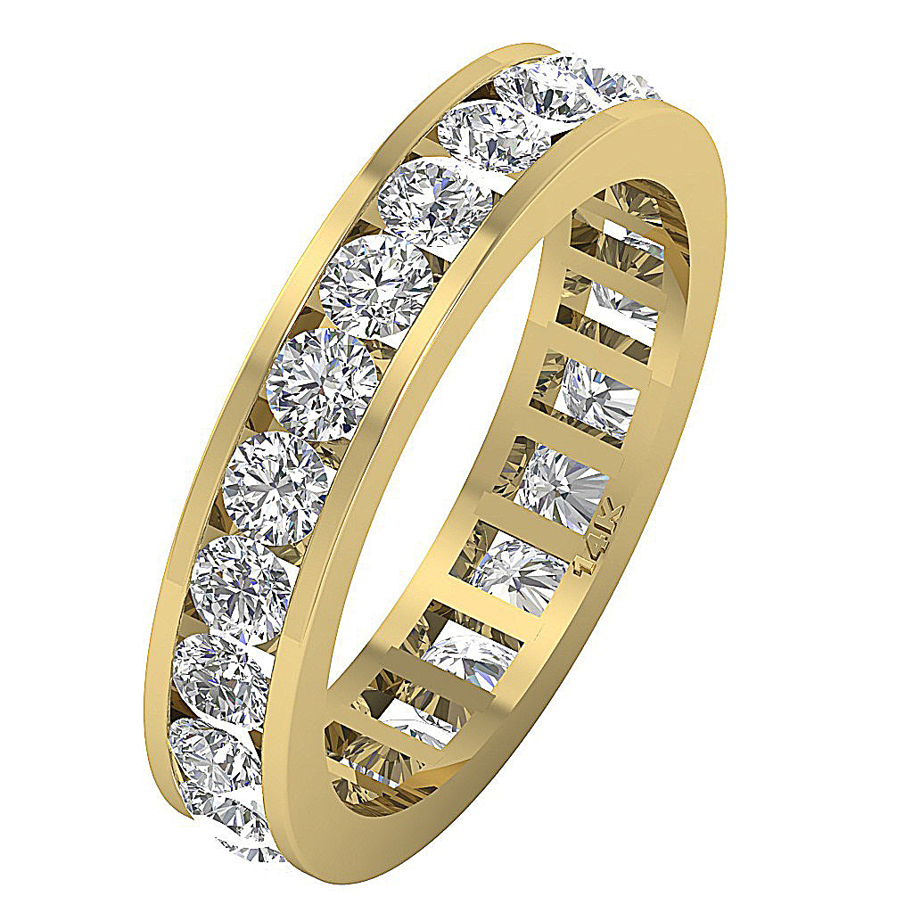 The Cash 3 Carat Round Brilliant Cut Diamond Eternity Engagement Ring 14K Solid Gold