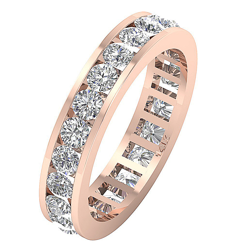 The Cash 3 Carat Round Brilliant Cut Diamond Eternity Engagement Ring 14K Solid Gold