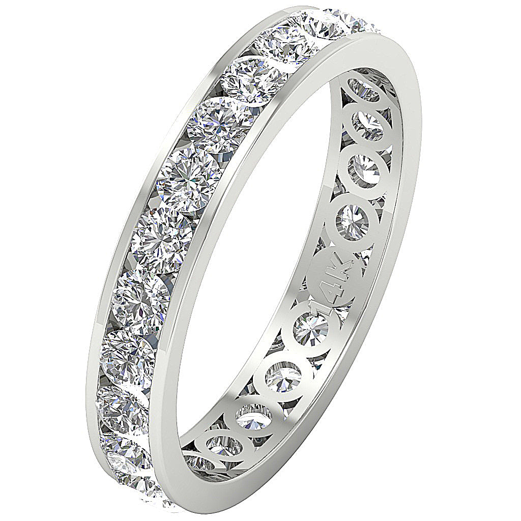 The Hendrix Eternal Sparkle Round Cut Diamond 14K White Gold Eternity Wedding Ring Band