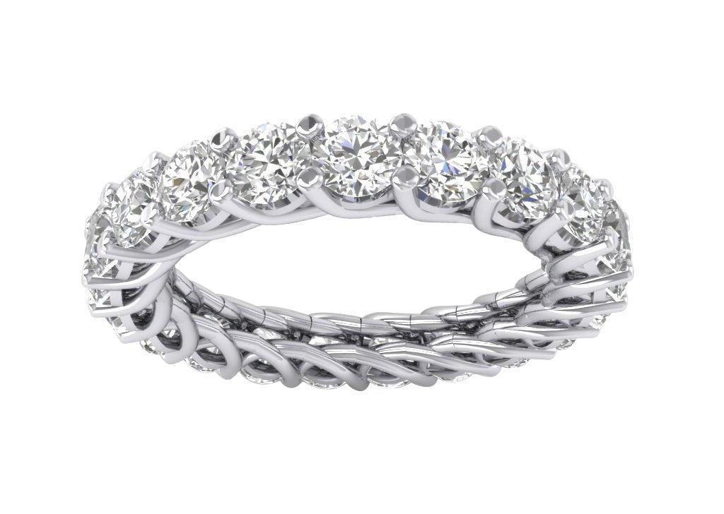 Natural Diamond Stackable Eternity Engagement Ring I1 G 3.20 Ct 14k White Gold Prong Set