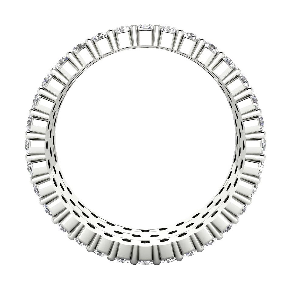 Genuine Diamond Prong Set I1 G 3.50 Ct Three Row Eternity Wedding Ring 14k Solid Gold