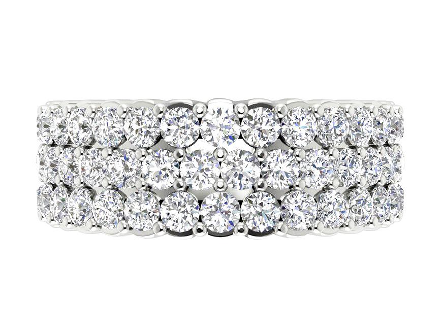 Genuine Diamond Prong Set I1 G 3.50 Ct Three Row Eternity Wedding Ring 14k Solid Gold