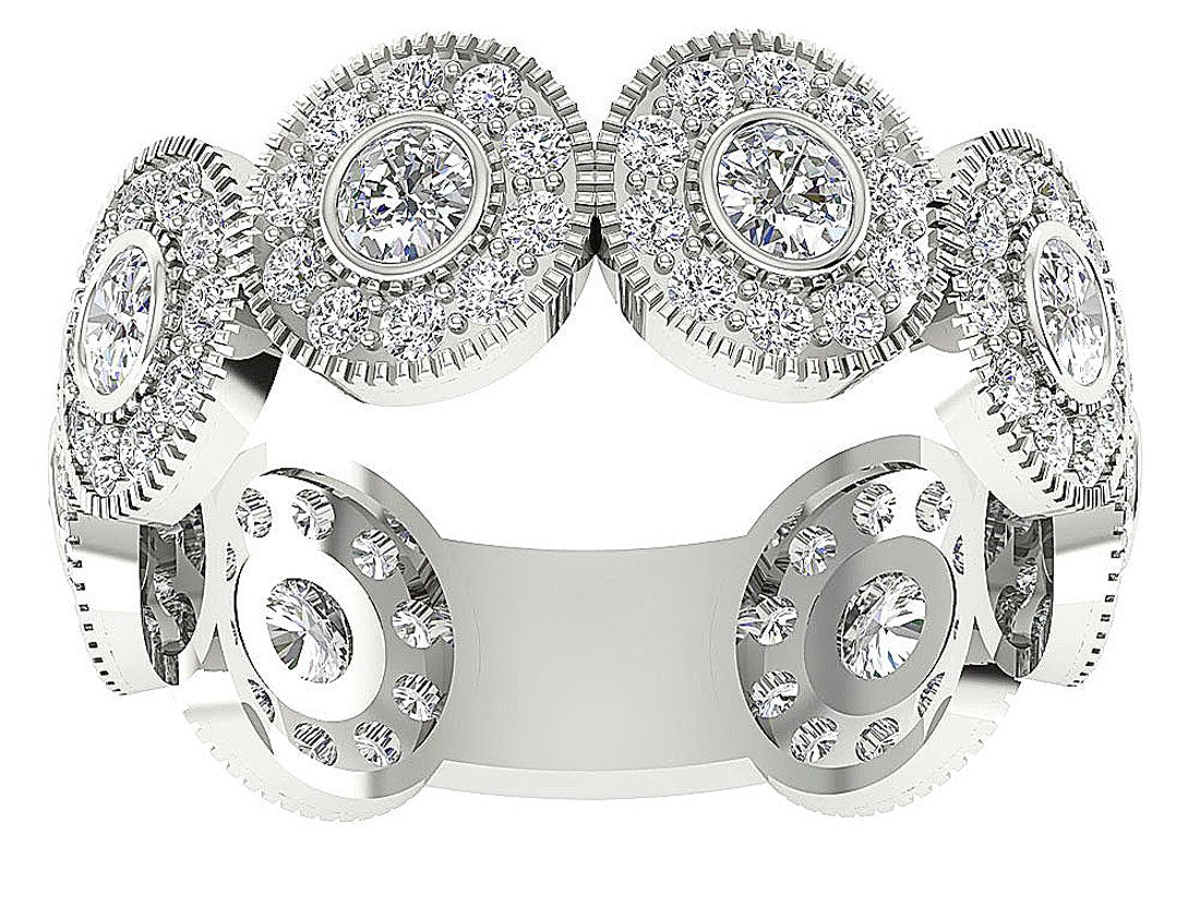 7.95 MM Round Diamond Eternity Anniversary Ring 14k White Gold Prong Bezel Set I1 G 2.00 Ct