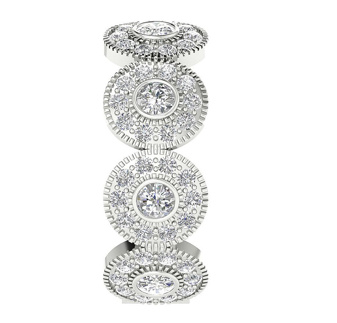 7.95 MM Round Diamond Eternity Anniversary Ring 14k White Gold Prong Bezel Set I1 G 2.00 Ct