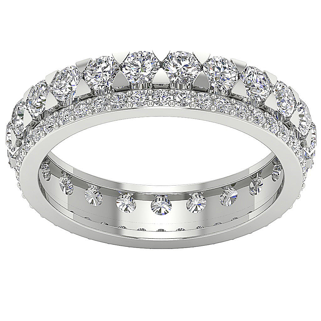 The Elian Multi-Shaped Round Diamond 14K Solid Gold Eternity Anniversary Ring Prong Set