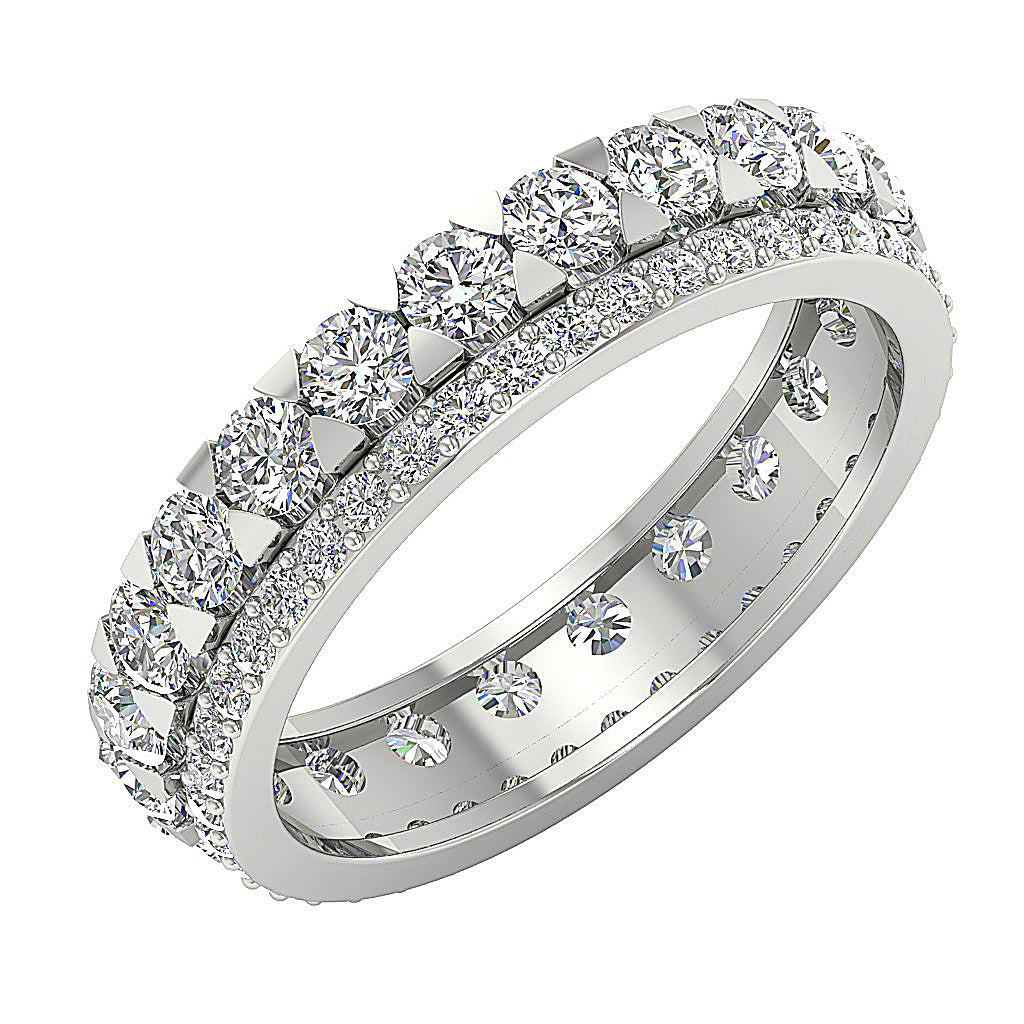 The Elian Multi-Shaped Round Diamond 14K Solid Gold Eternity Anniversary Ring Prong Set