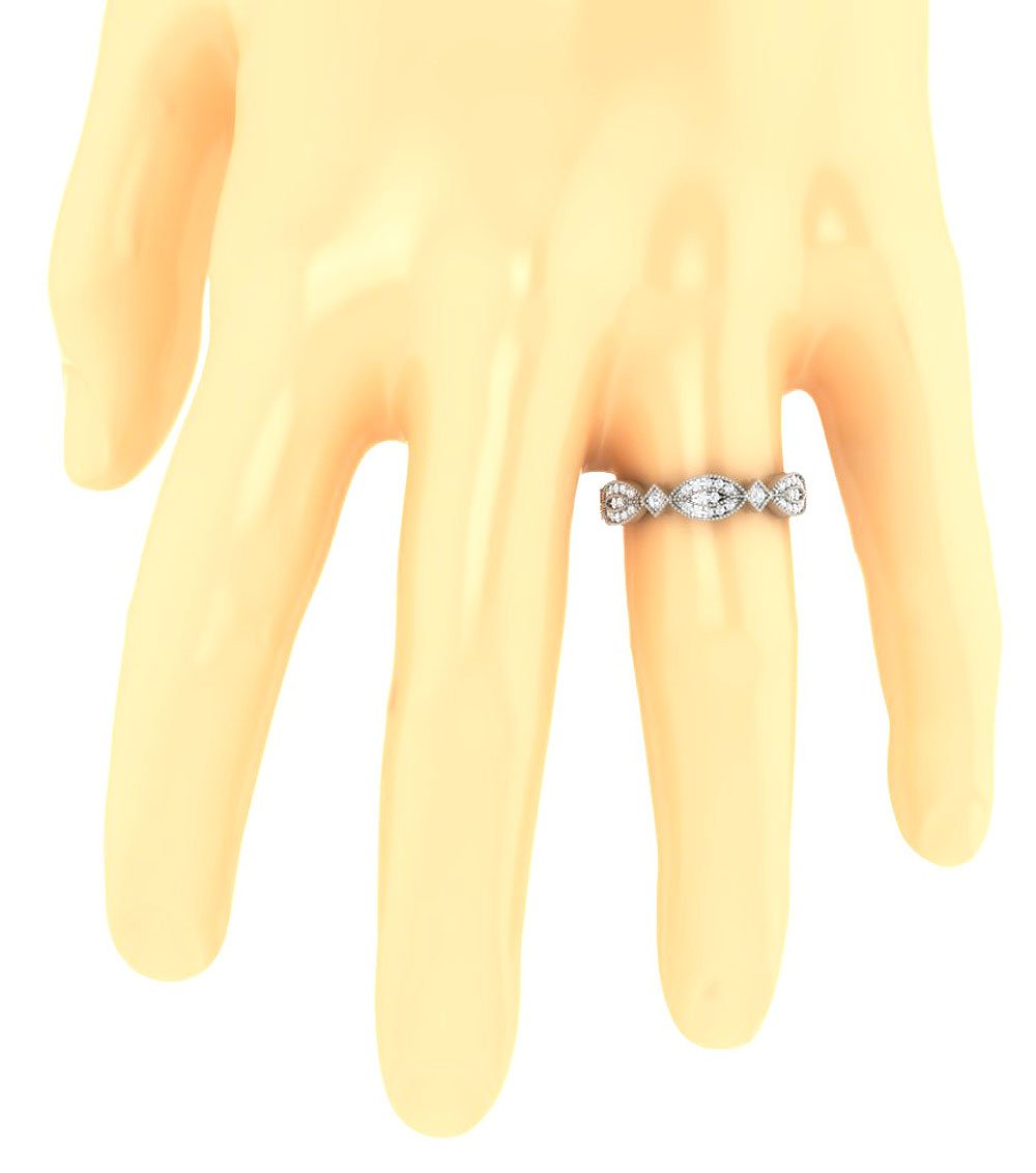 Designer Eternity Anniversary Ring SI1 G 0.51ct Round Diamond 14k Solid Gold Prong Set 4.75 MM