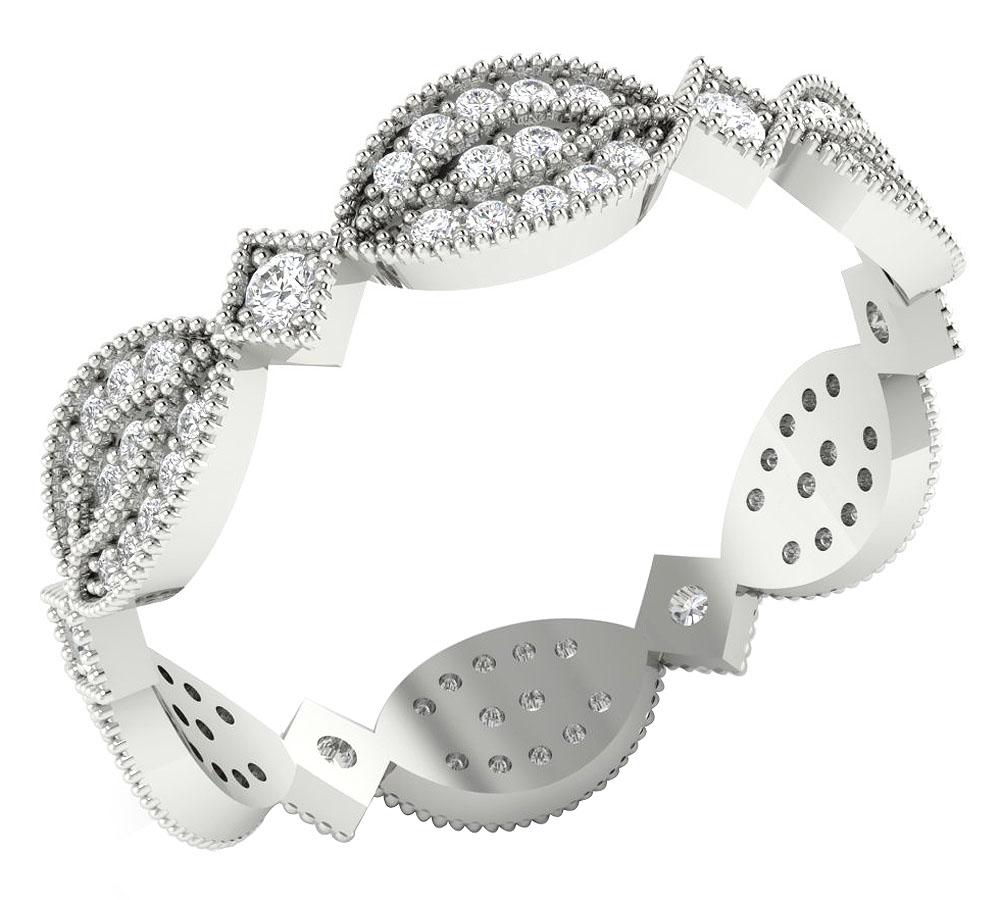 Designer Eternity Anniversary Ring SI1 G 0.51ct Round Diamond 14k Solid Gold Prong Set 4.75 MM