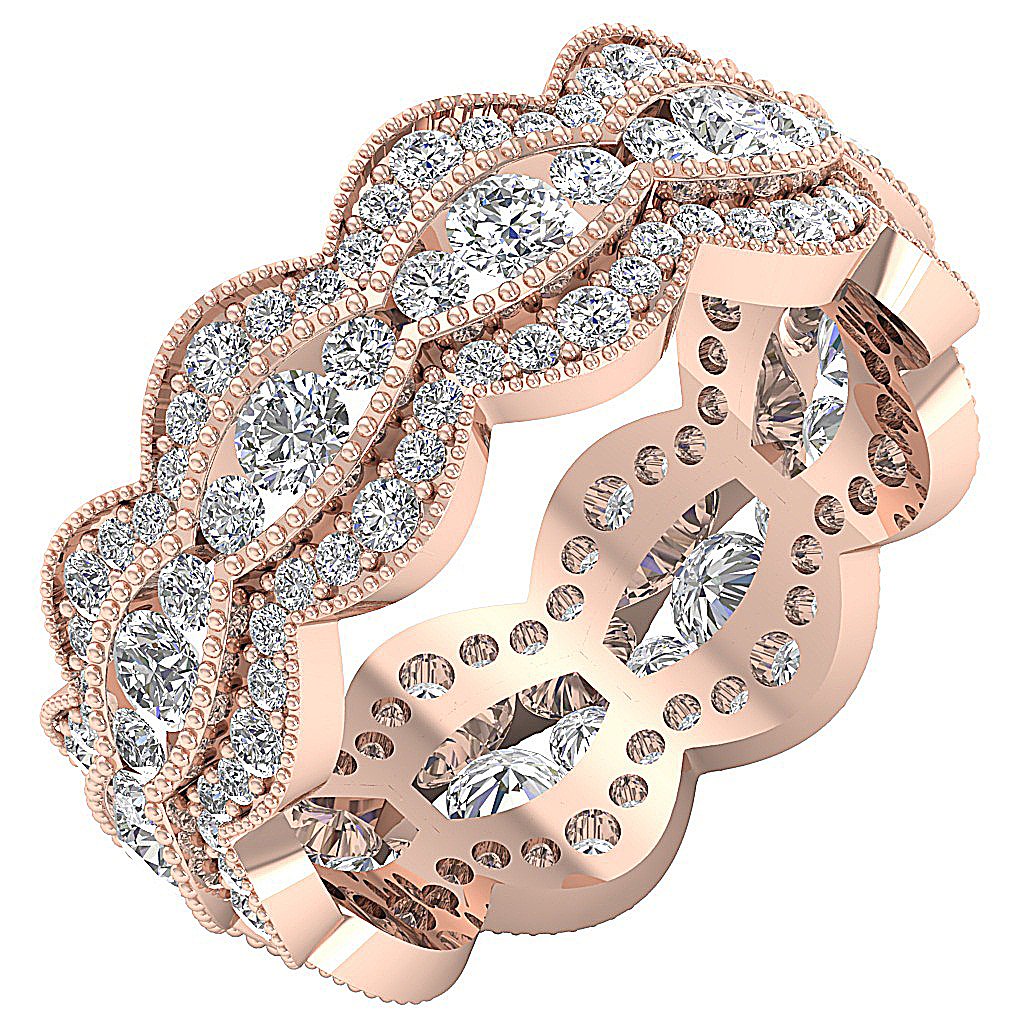 Prong Channel Set Eternity Anniversary Ring I1 G 3.00 Ct Round Diamond 14k Rose Gold