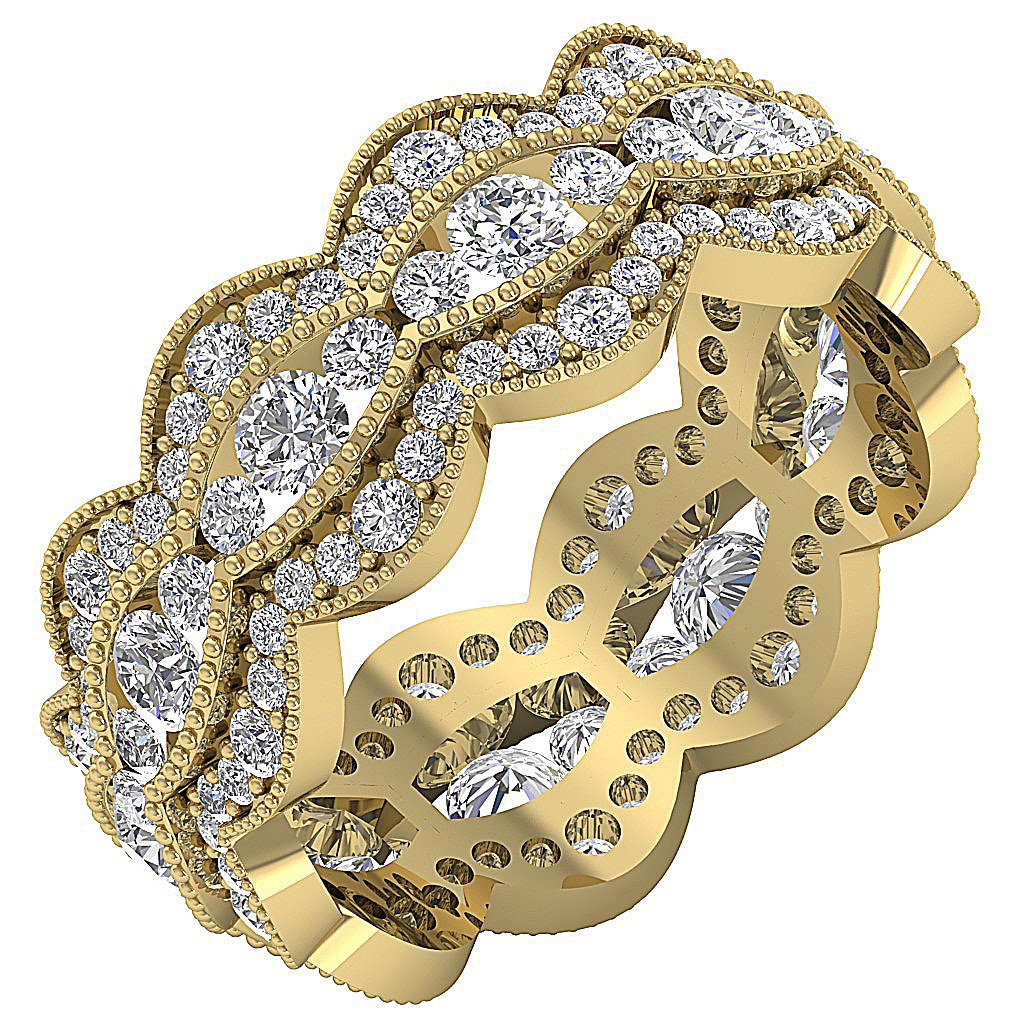 Prong Channel Set Eternity Anniversary Ring I1 G 3.00 Ct Round Diamond 14k Rose Gold