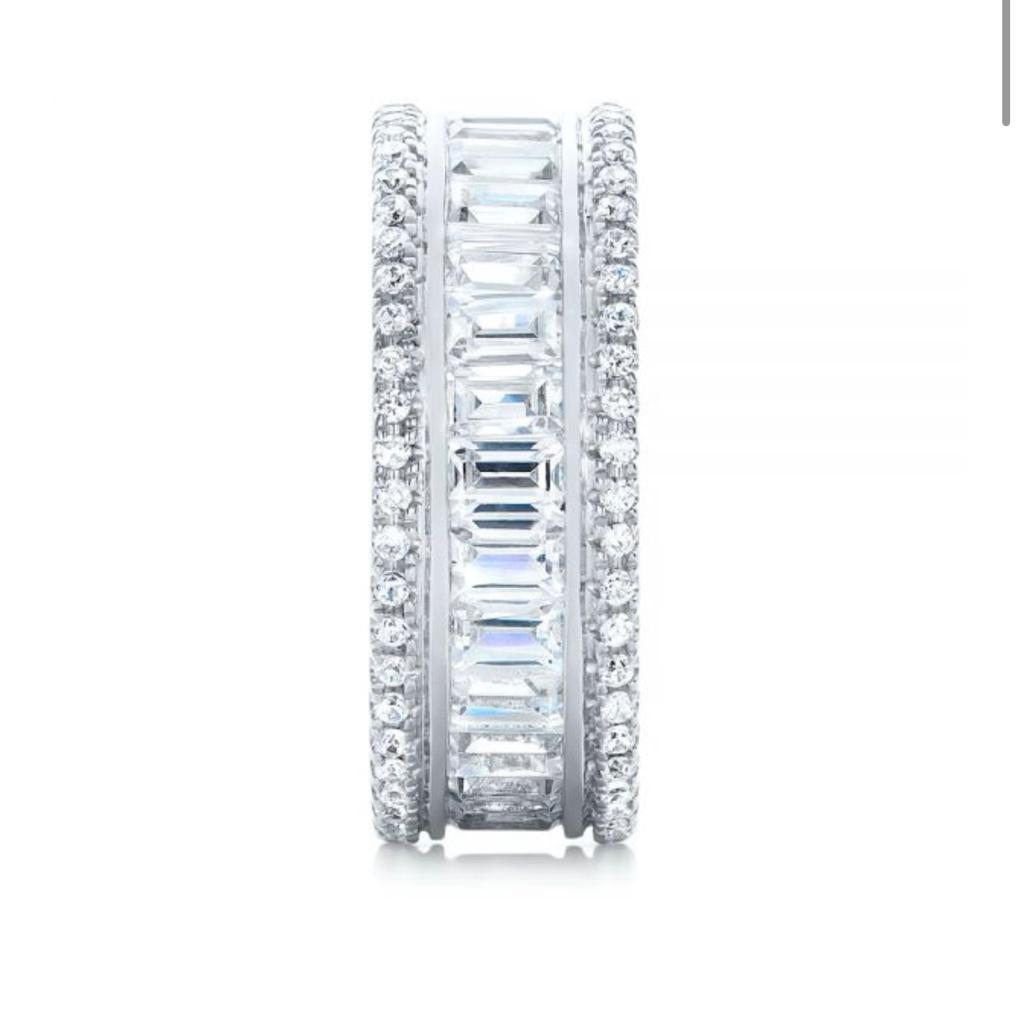 Additional Payment For Round Baguette Diamond VVS1 E 3.90 Ct Eternity Anniversary Ring 14K White Gold