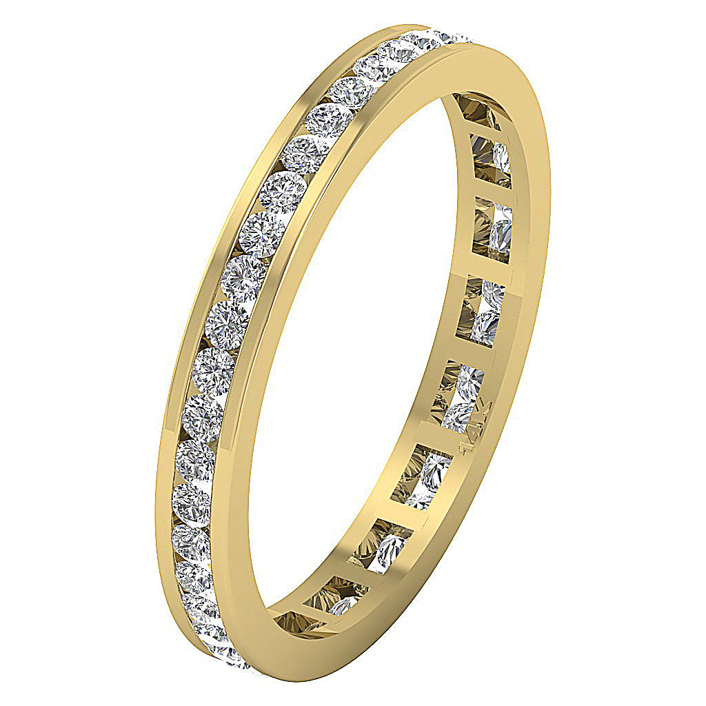 The Clayton Round Diamond 14K Gold Channel Set Full Eternity Stackable Ring 2.70 mm