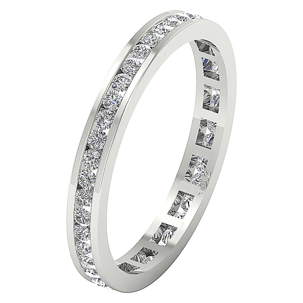 The Clayton Round Diamond 14K Gold Channel Set Full Eternity Stackable Ring 2.70 mm