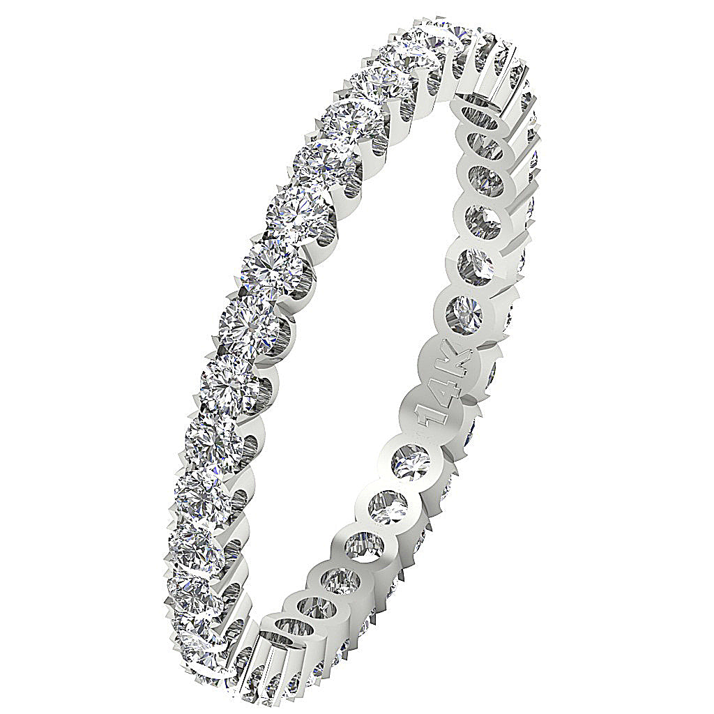 The Devon Genuine Round Diamond Eternity Ring For Women 14K White Gold