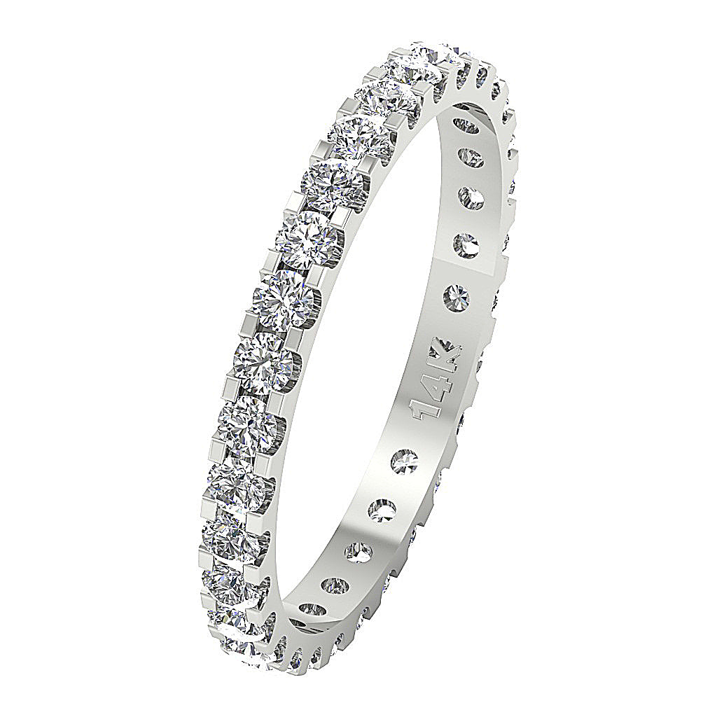 The Aziel Prong Set Round Brilliant Cut Diamond 14K Solid Gold Eternity Anniversary Ring