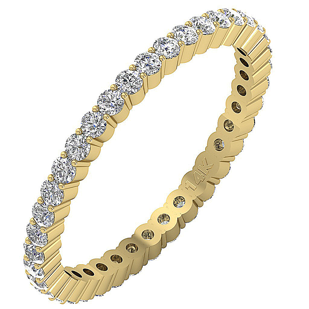 The Spencer Stackable Full Eternity Round Cut Diamond Ring 14K Solid Yellow Gold