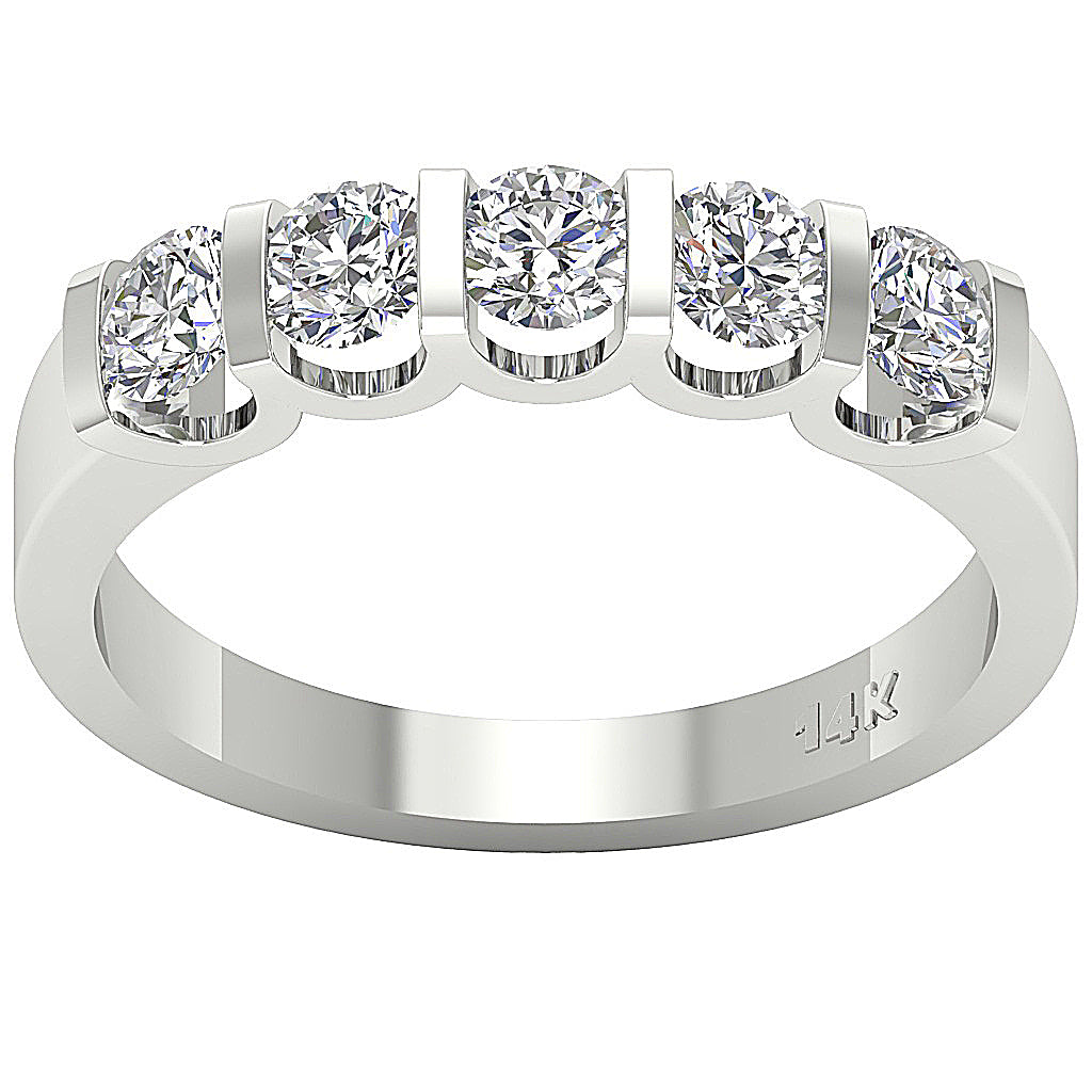 The Dalton Bar Set Five Stone Engagement 14K White Gold Ring
