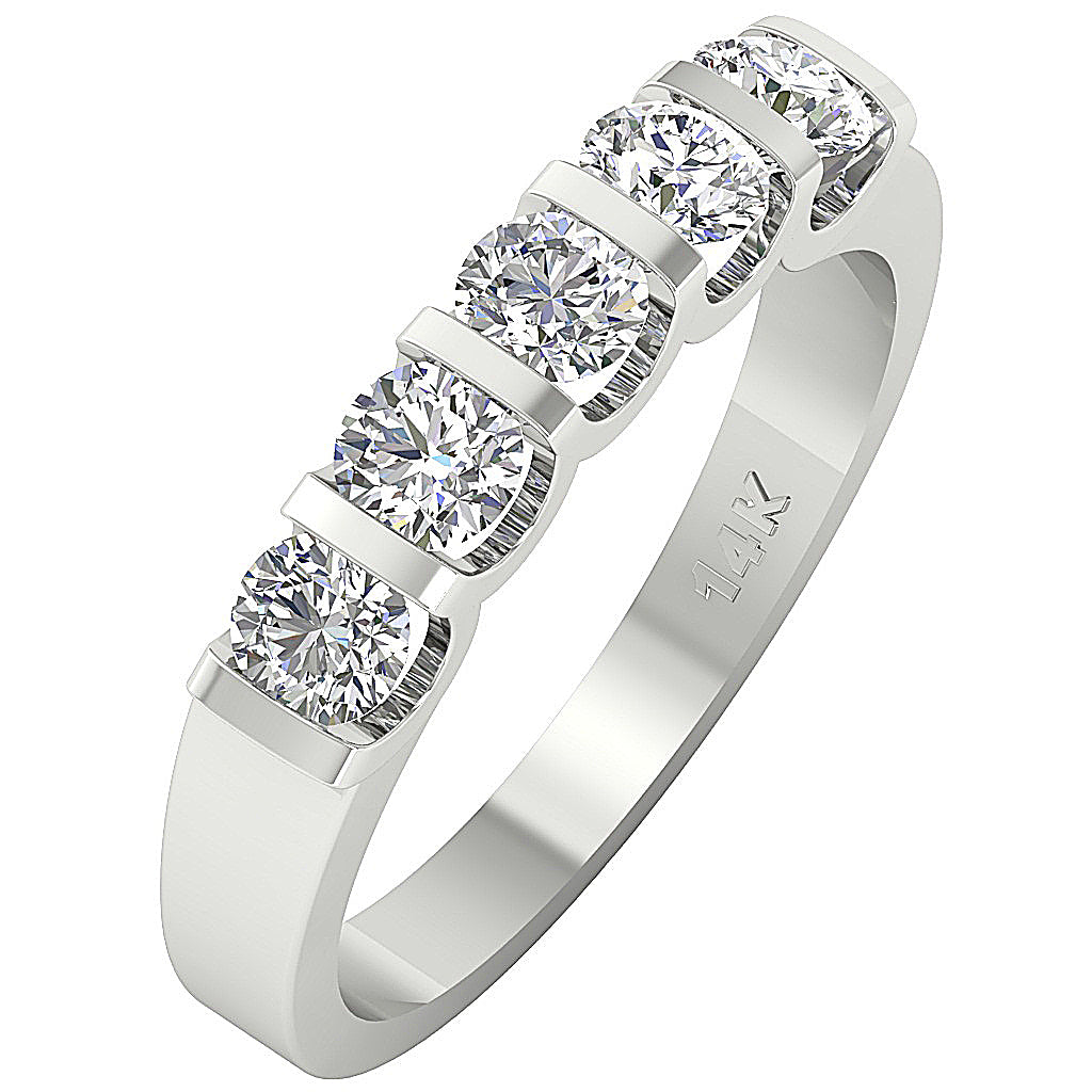 The Dalton Bar Set Five Stone Engagement 14K White Gold Ring
