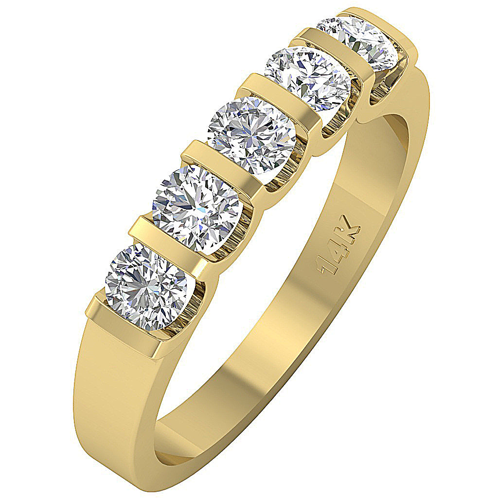 The Dalton Bar Set Five Stone Engagement 14K White Gold Ring