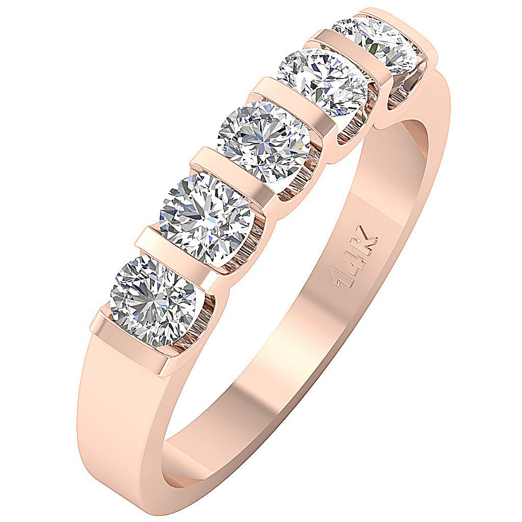 The Dalton Bar Set Five Stone Engagement 14K White Gold Ring