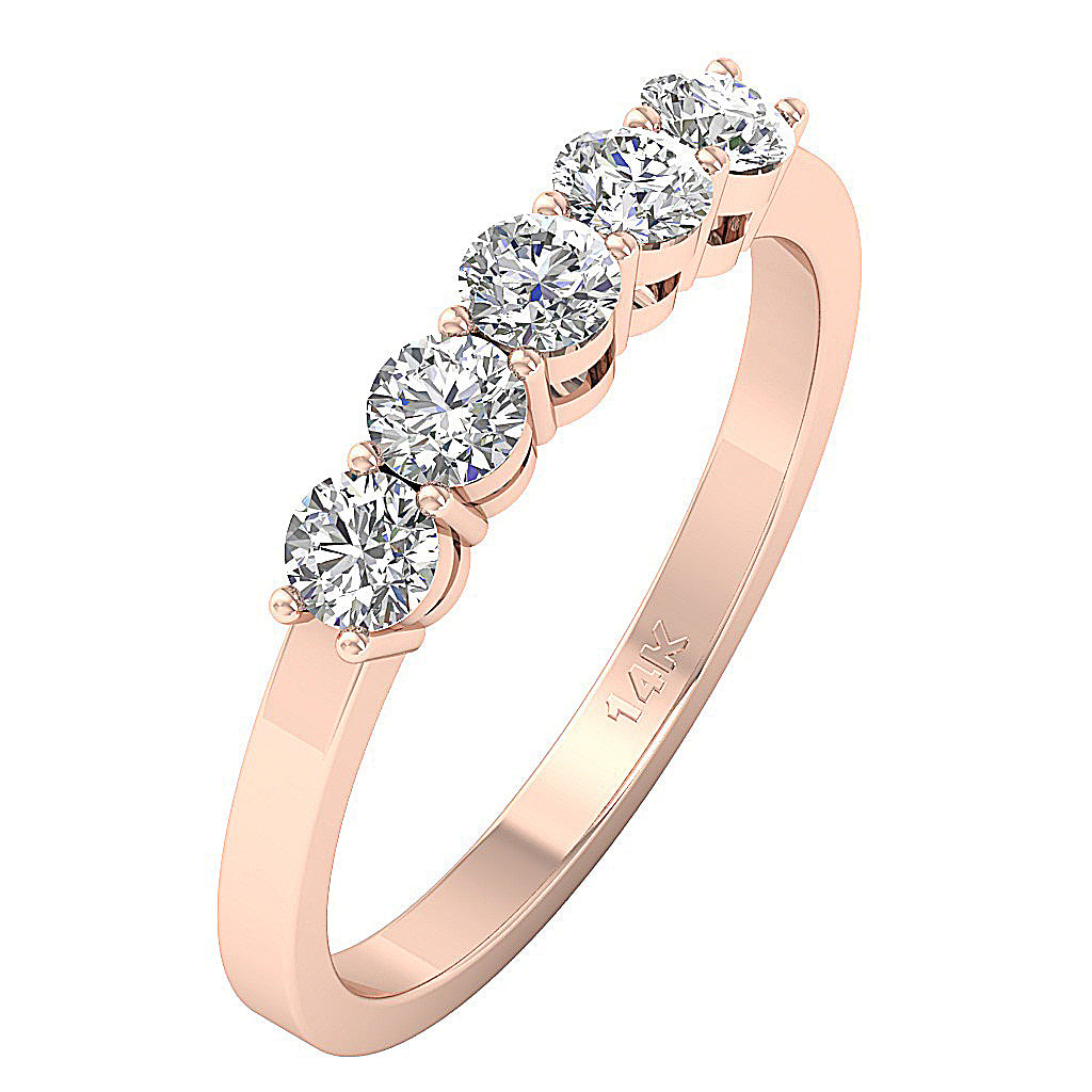 The Callahan Five Stone Felicity Natural Diamond Rose Gold Wedding Ring 2 MM