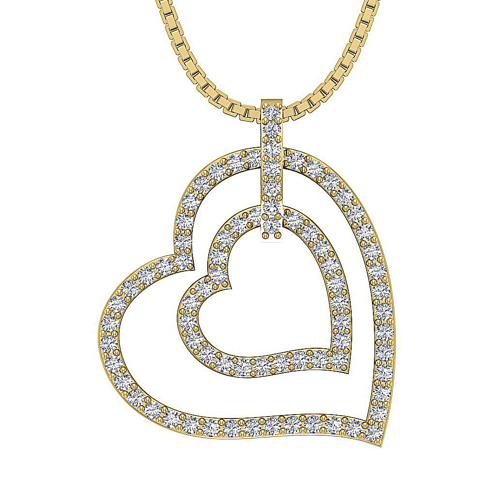 The Brantley Beautiful Double Heart Diamond Gold Pendant