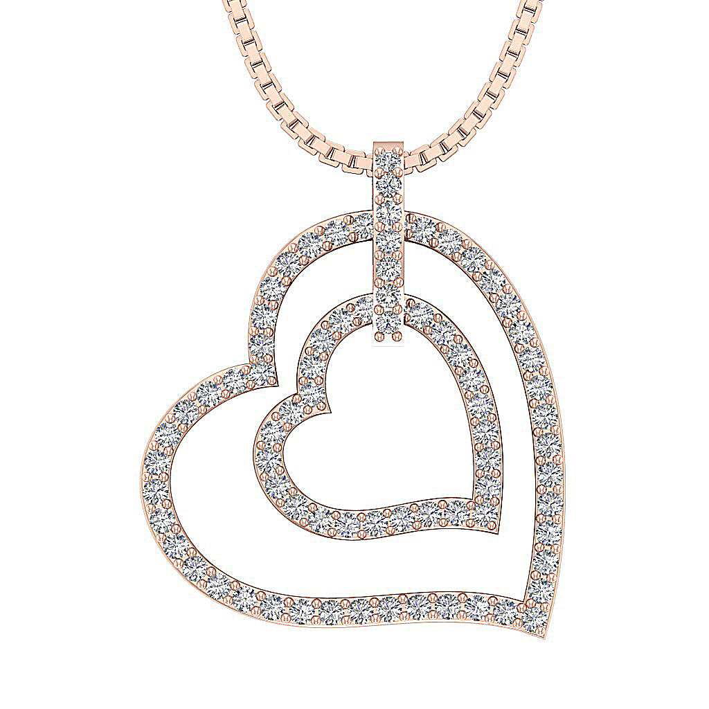 The Brantley Beautiful Double Heart Diamond Gold Pendant
