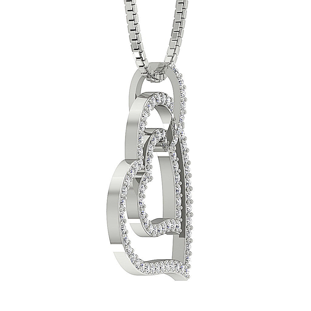 The Brantley Beautiful Double Heart Diamond Gold Pendant