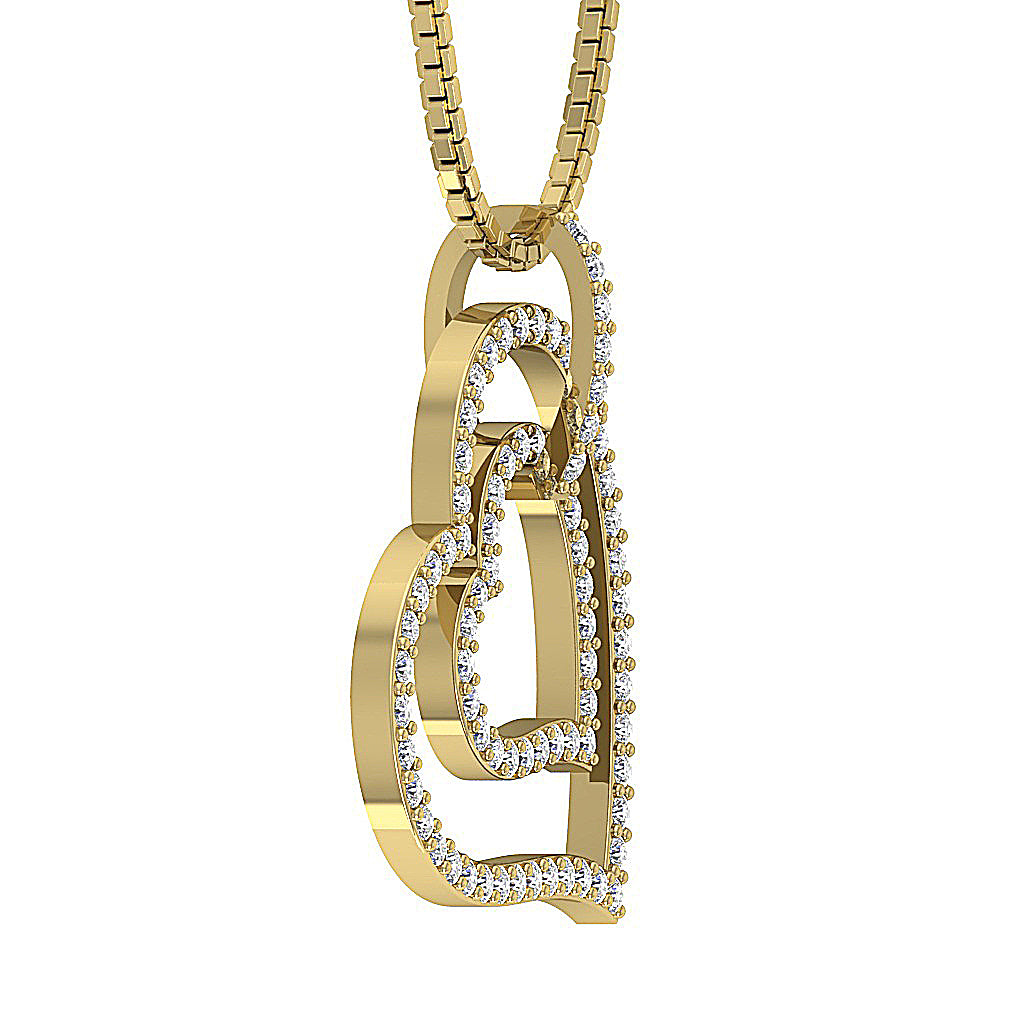 The Brantley Beautiful Double Heart Diamond Gold Pendant